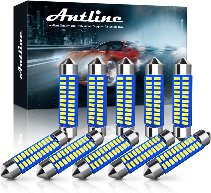 Antline 211-2 212-2 578 569 214-2 41MM 1.61”LED Bulb White, Super Bright Canbus Error Free 12 Volt Replacements for Interior Dome Map Vanity Mirror Sun Visor Lights (Pack of 10) - Image 1